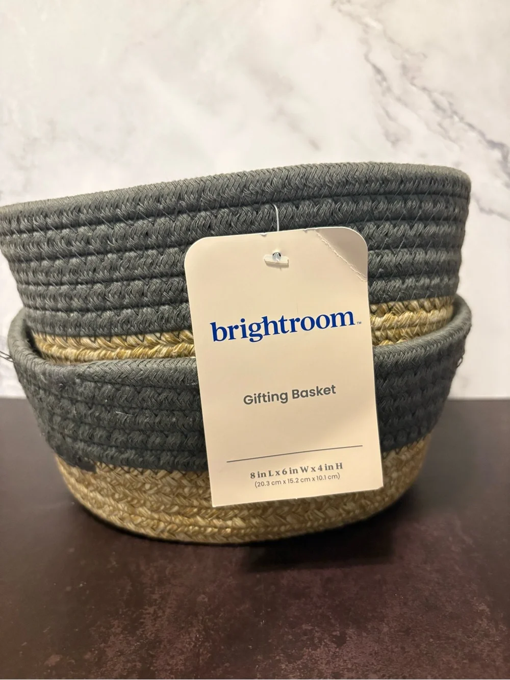 Brightroom Woven Two-Tone Storage Basket - Charcoal and Natural- Lot of 2